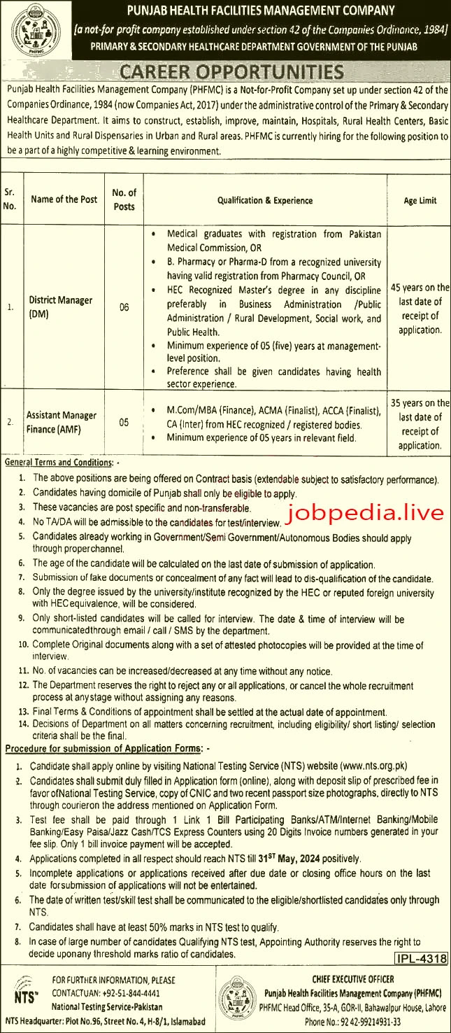 Manager Jobs Available in Punjab May 2024