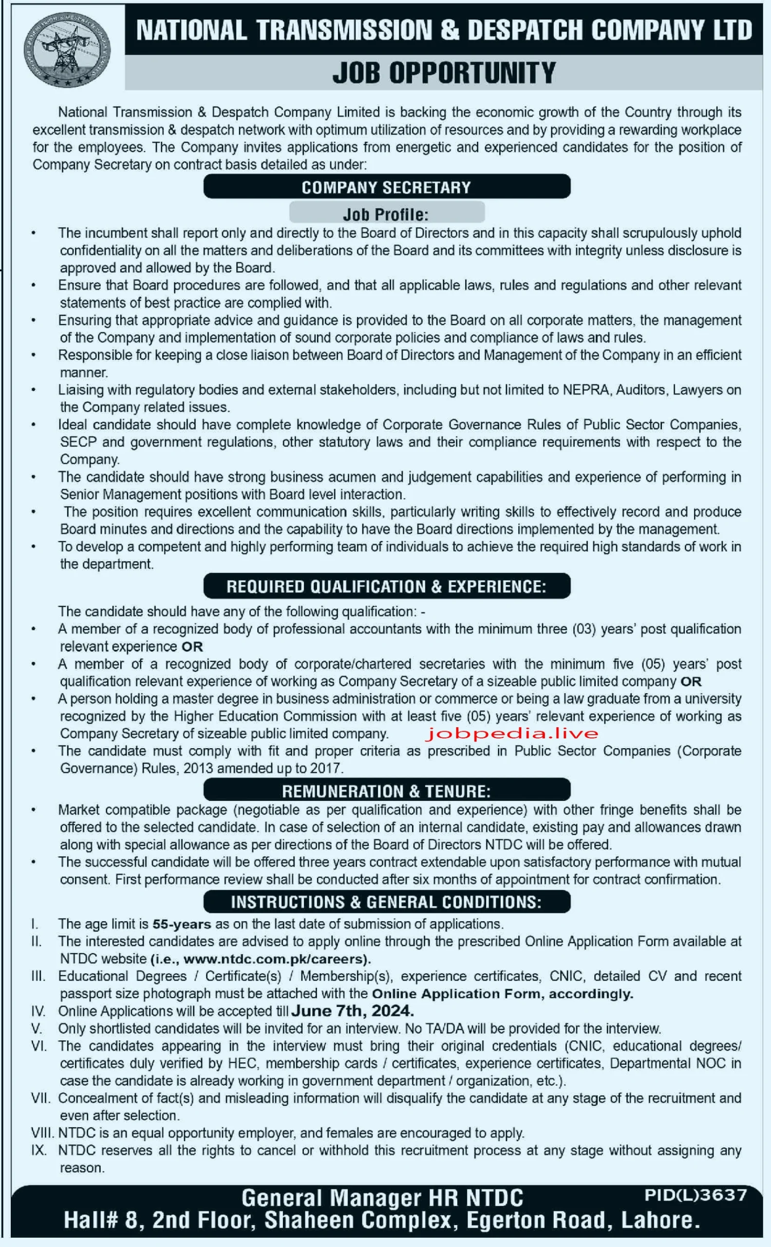 NTDC Jobs Available in Lahore May 2024