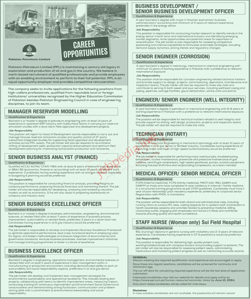 Pakistan Petroleum Limited PPL Jobs Available in May 2024